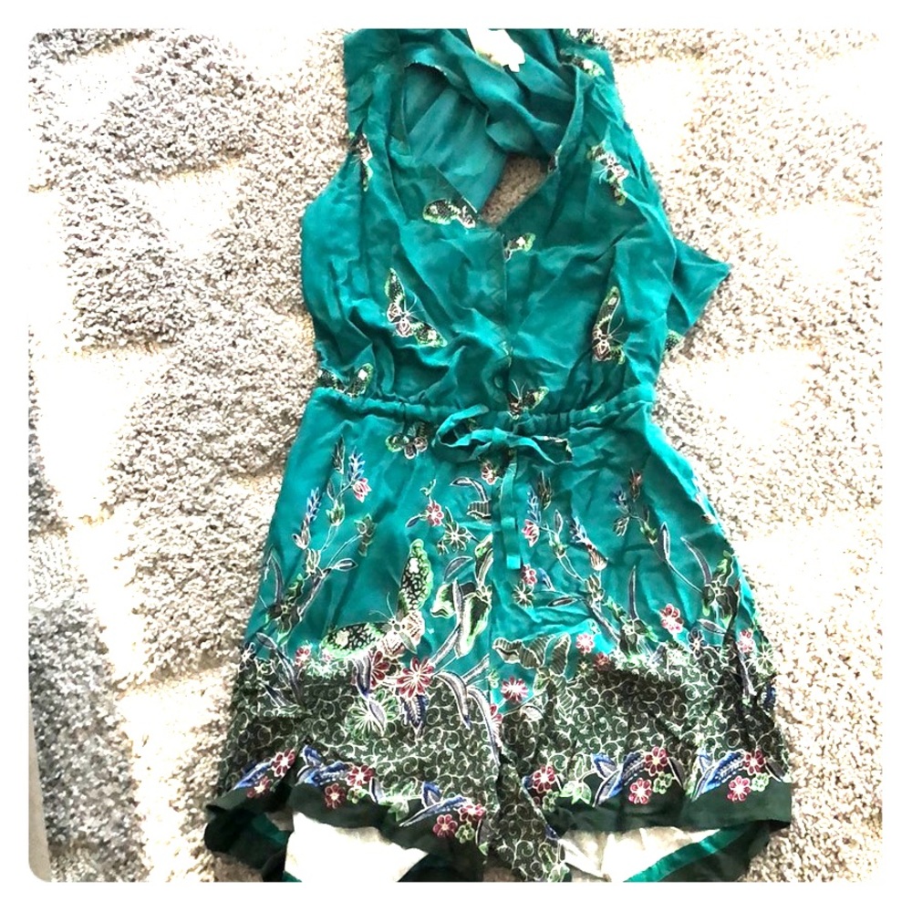 Emerald open back romper